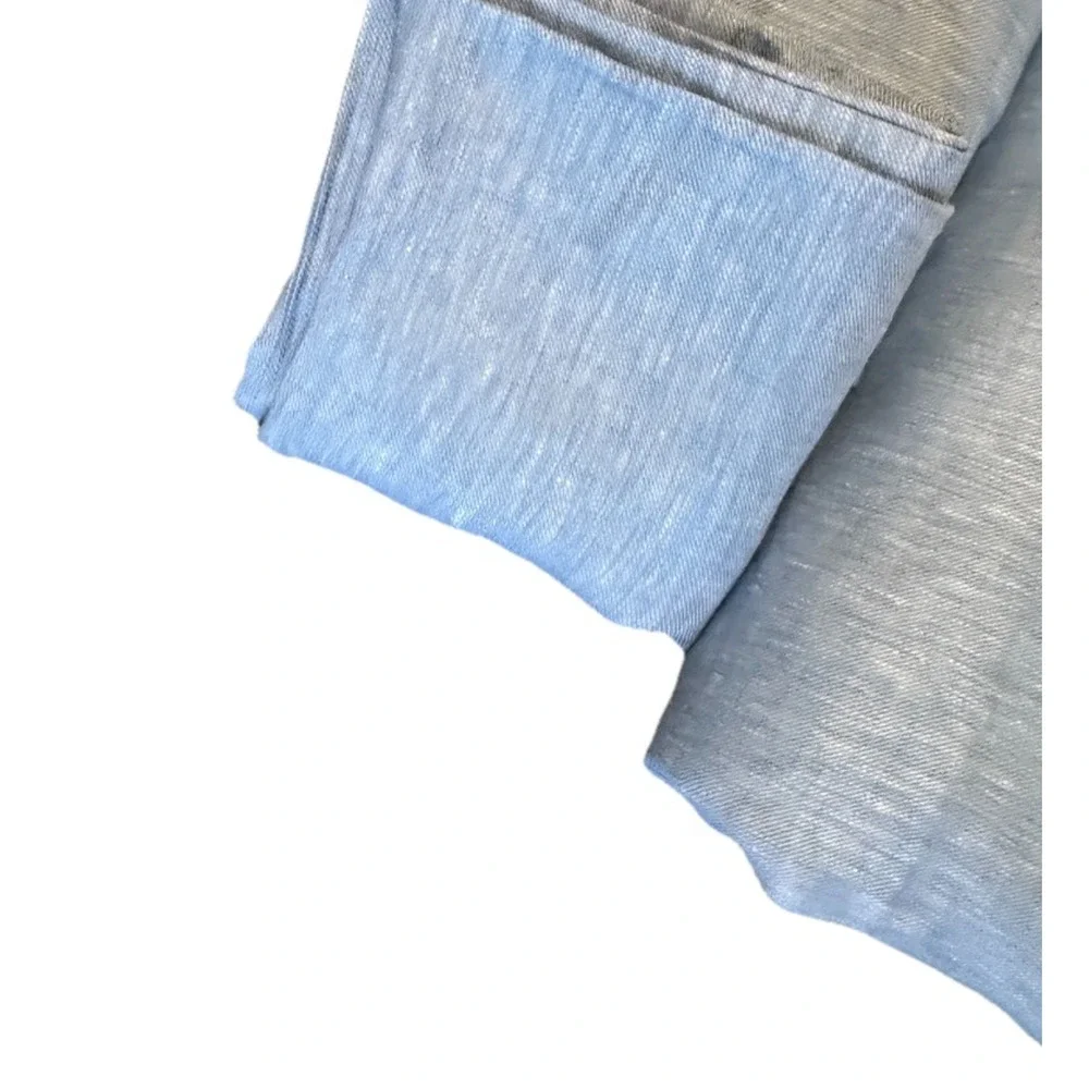 Michell Gold + Bob Williams RARE Luxury Duvet Cover Shams Set King Blue Linen